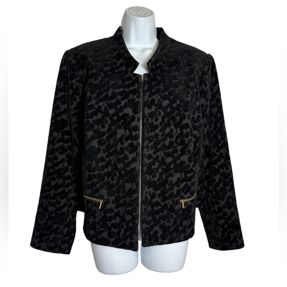 Calvin Klein Blazer Size 18W Black Printed Classic Suit Jacket with Pockets 🖤🖤